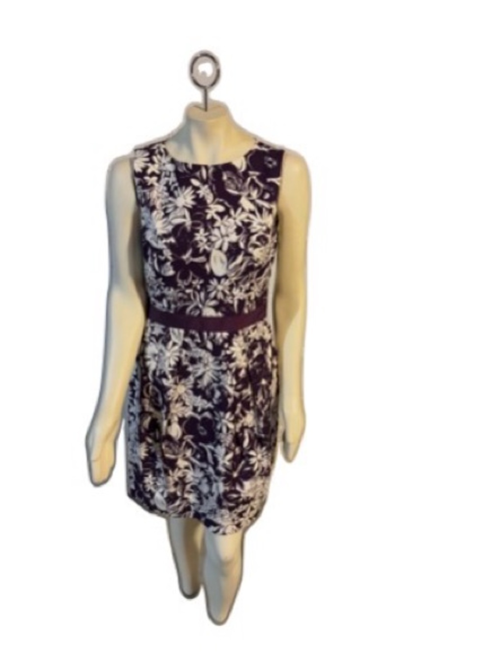 Brooks Brothers Sleeveless Purple & Creamy White Floral Sheath Dress
